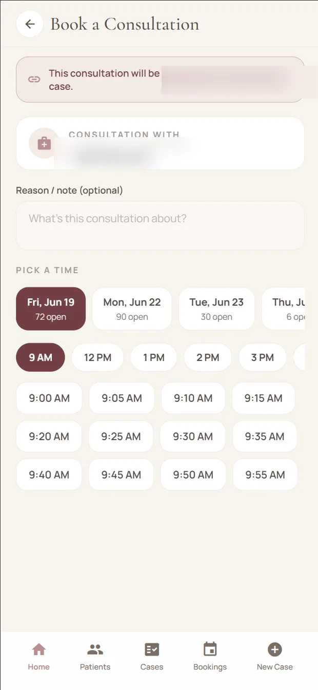 Booking a live consultation time with the medical director