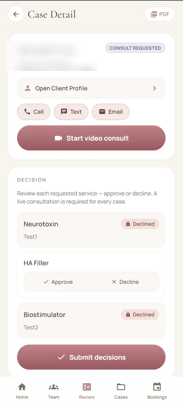 A medical director reviewing each treatment in a case