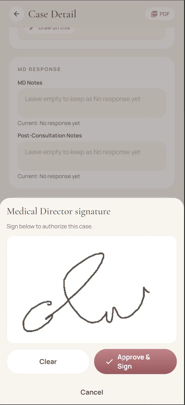 Signing a medical directive in InjecTeam